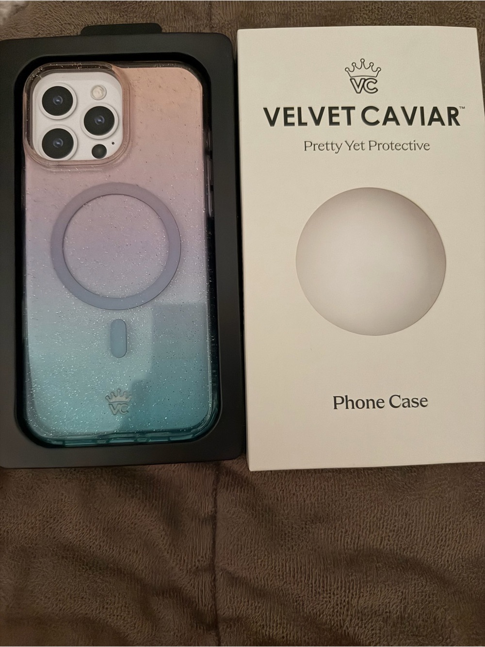Velvet Caviar Glitter Gradient Phone Case - Pink to Teal Blue